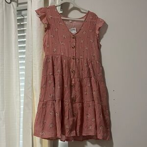 Pink floral mini flow dress